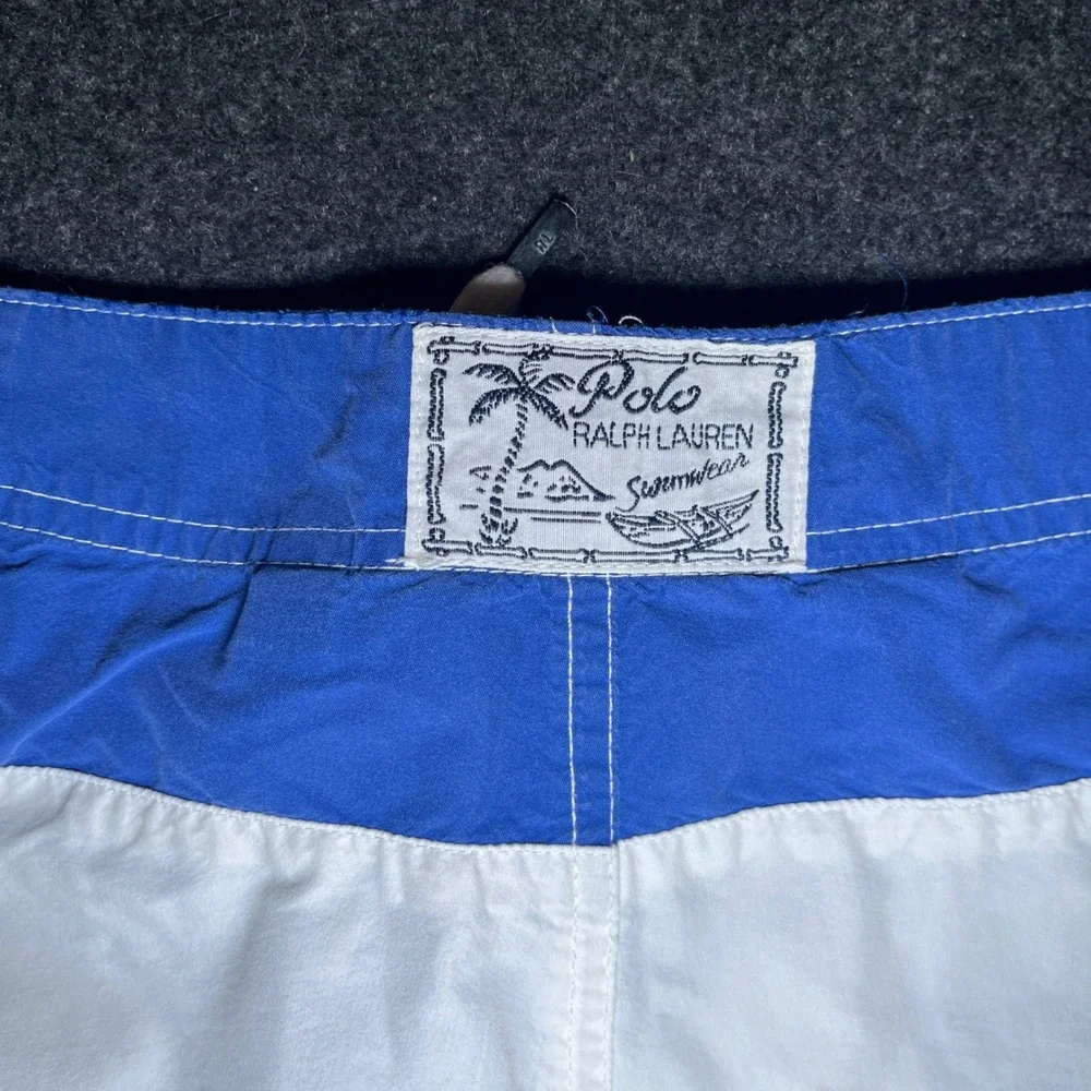 Polo Ralph Lauren Swim Trunks Mens 30 Blue White Big Pony Striped Board Shorts